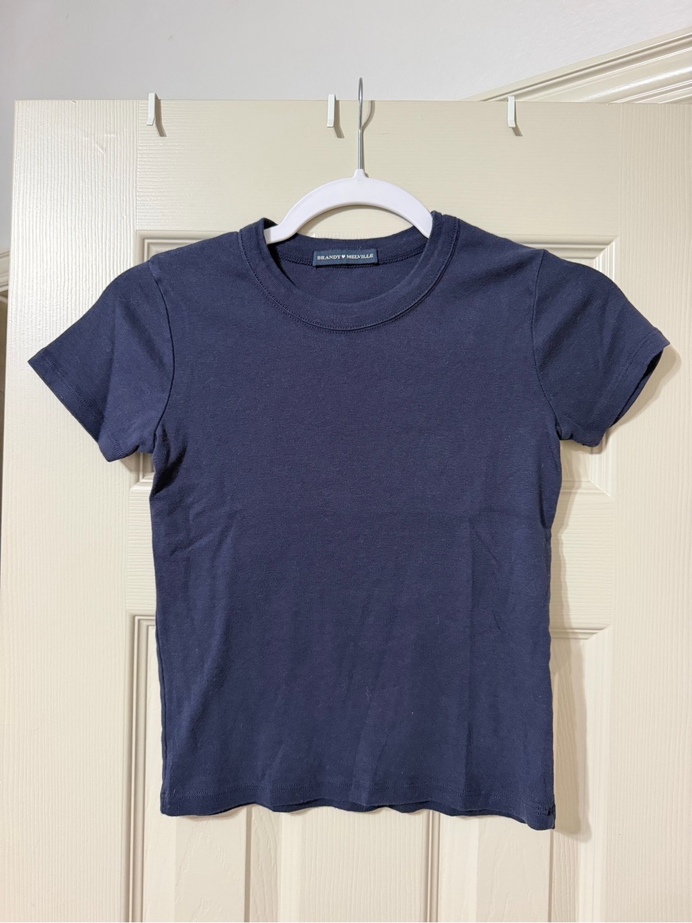 Brandy Melville Navy Short Sleeve Baby Tee